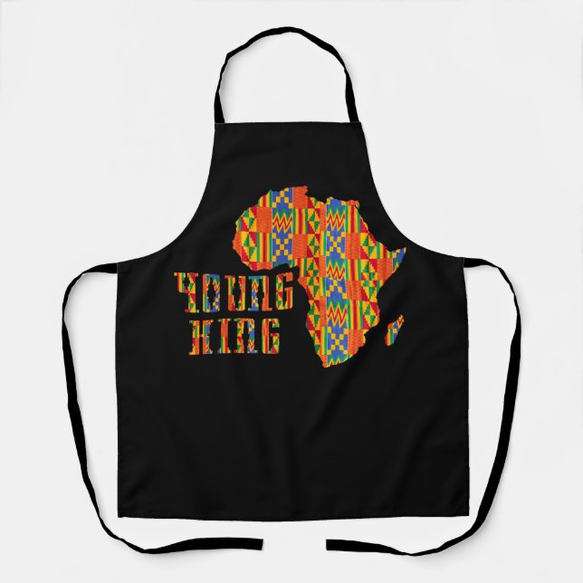 African Kente Art African American Map Print Black Apron (Front)