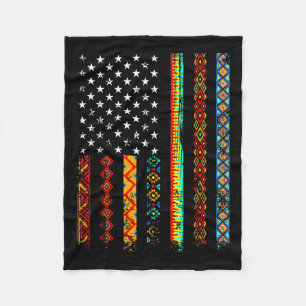 African Kente Cloth American Flag African Black Hi Fleece Blanket