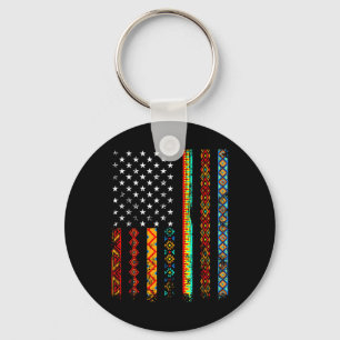 African Kente Cloth American Flag African Black Hi Keychain