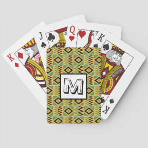 African Kente Monogram Green Classic Playing Cards