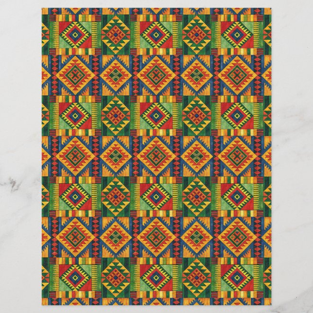 African Kente pattern double-sides scrapbook paper (Front)
