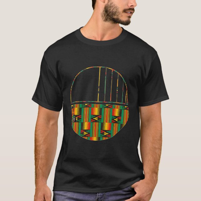 African Kente Pattern Geometric Minimal Half Circl T-Shirt (Front)