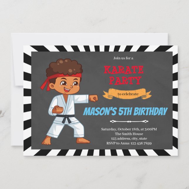 African kid boy karate invitation (Front)