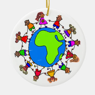 African Kids Ceramic Ornament