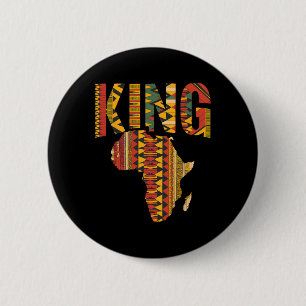 African King Map Kente Design Black Pride Melanin  2 Inch Round Button