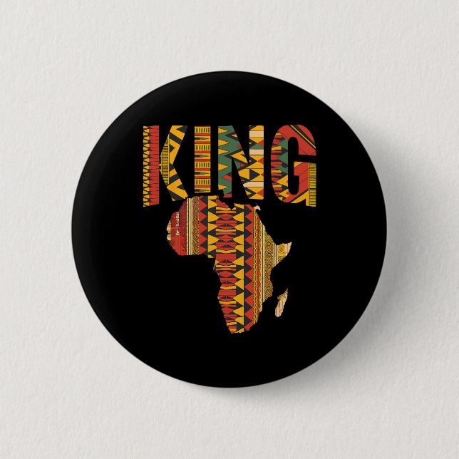 African King Map Kente Design Black Pride Melanin  2 Inch Round Button (Front)