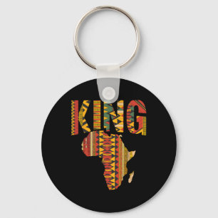 African King Map Kente Design Black Pride Melanin Keychain