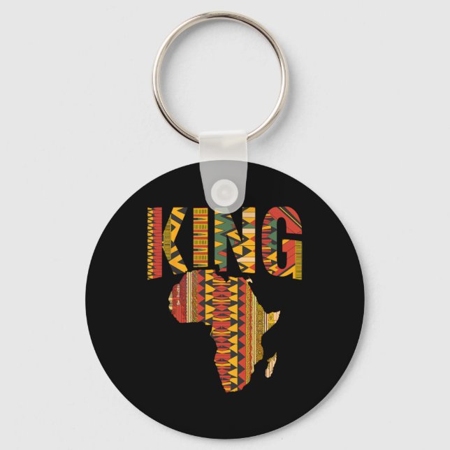 African King Map Kente Design Black Pride Melanin  Keychain (Front)