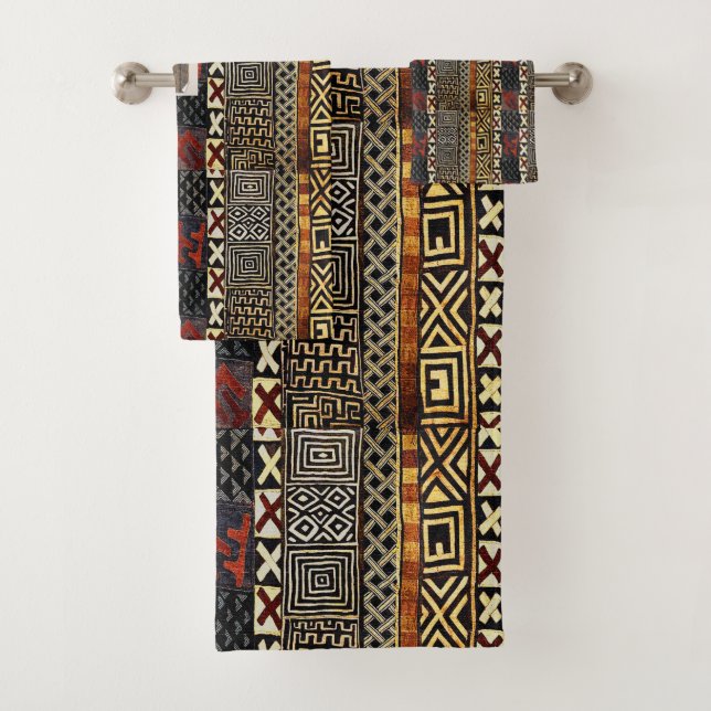 African Kuba Cloth Bath Towels (Insitu)