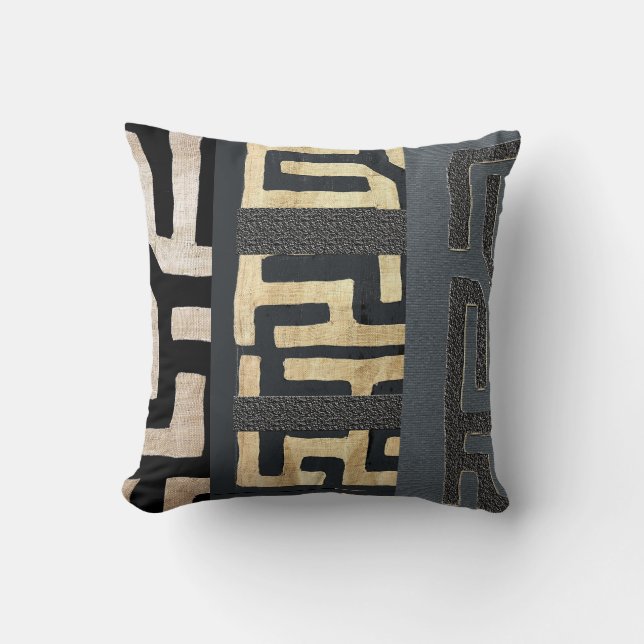African Kuba Cloth Print Throw Pillow (Front)
