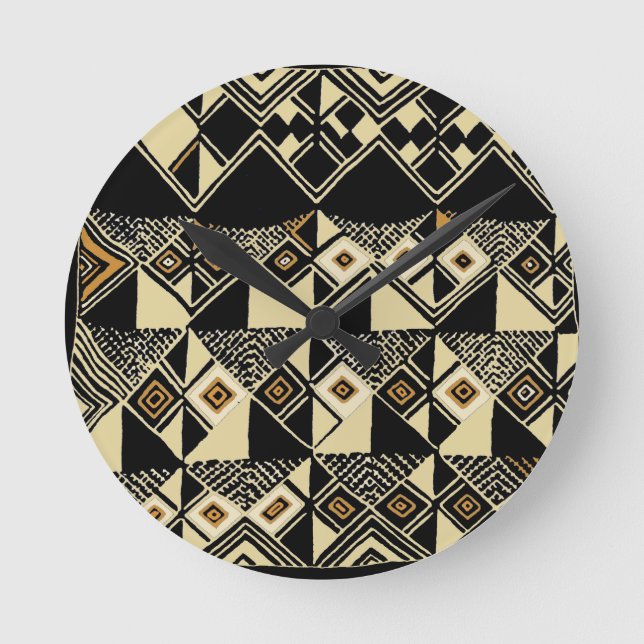 African Kuba Inspired Designs Round Clock (Front)
