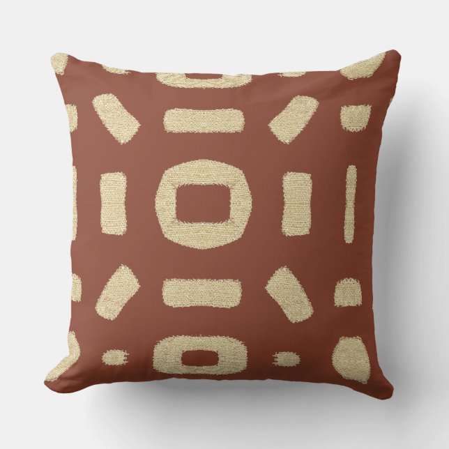 African Kuba Mud cloth Throw Pillow (Front)