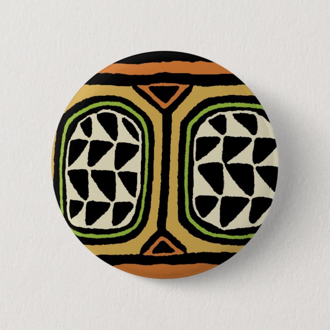African Kuba Textile Design 2 Inch Round Button (Front)