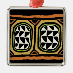 African Kuba Textile Design Metal Ornament