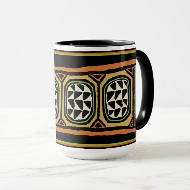 African Kuba Textile Design Mug (Front Right)