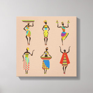 African Ladies tribal art colourful fashion Canvas Print