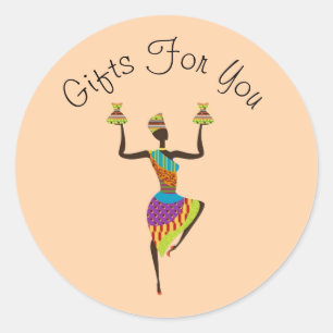 African lady design Gift business branding Classic Round Sticker