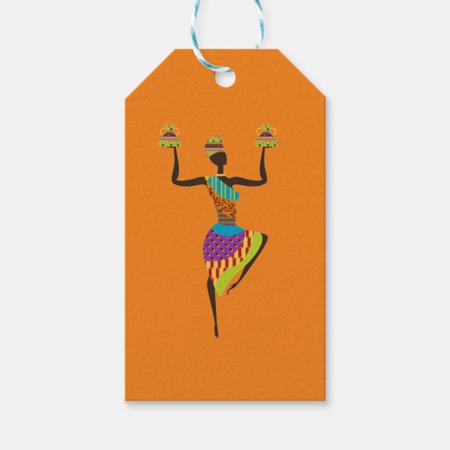 African lady tribal art gift tags (Front)