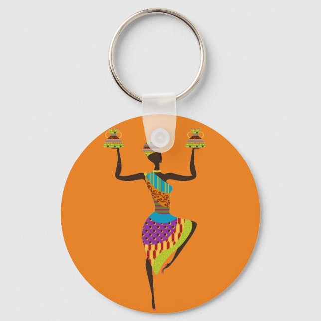 African lady tribal art keychain (Front)