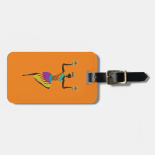 African lady tribal art luggage tag
