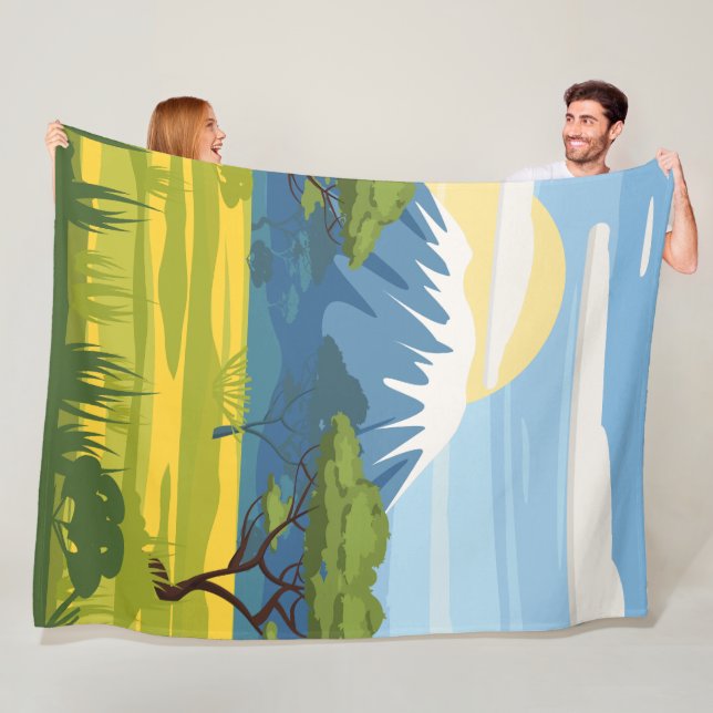 African Landscape Savannah Wild Nature Fleece Blanket (In Situ)
