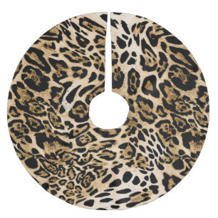 African Leopard Fur: Seamless Animal Texture Brushed Polyester Tree Skirt
