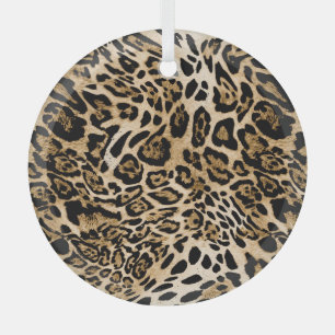 African Leopard Fur: Seamless Animal Texture Glass Ornament