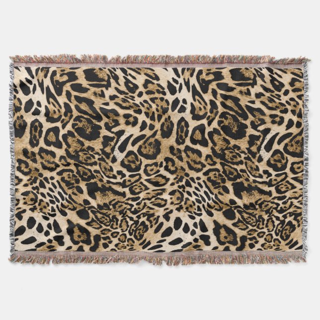 African Leopard Fur: Seamless Animal Texture Throw Blanket (Front)