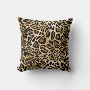 African Leopard Fur: Seamless Animal Texture Throw Pillow