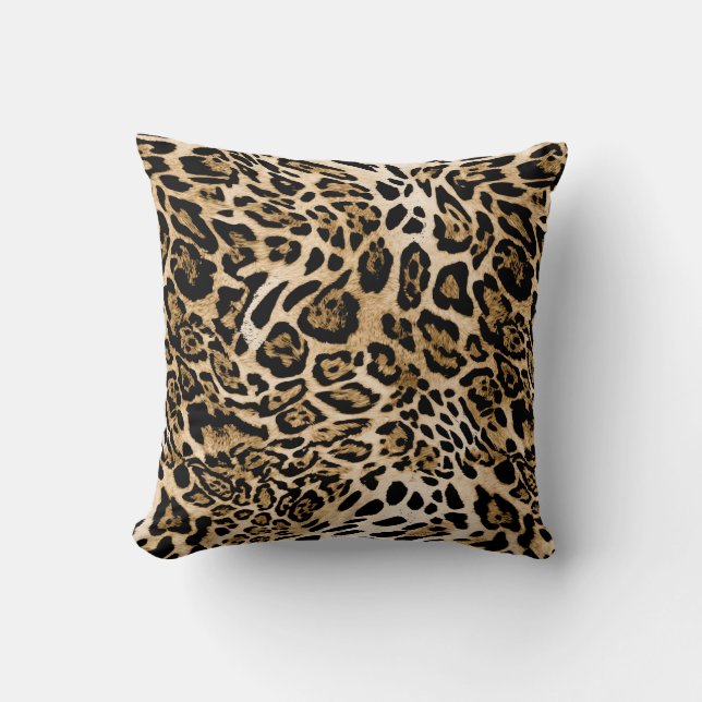 African Leopard Fur: Seamless Animal Texture Throw Pillow (Front)
