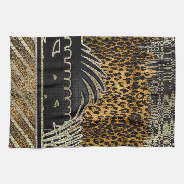 African Leopard In Motion Kitchen Towel (Horizontal)