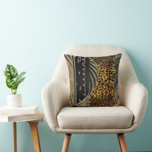 African Leopard In Motion Throw Pillow