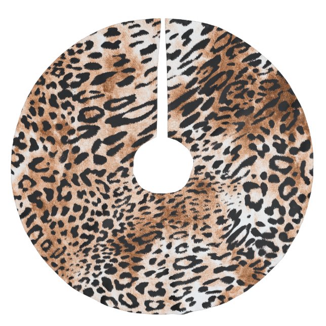 African Leopard Print Seamless Brushed Polyester Tree Skirt (Front)