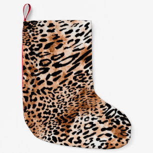 African Leopard Print Seamless Small Christmas Stocking