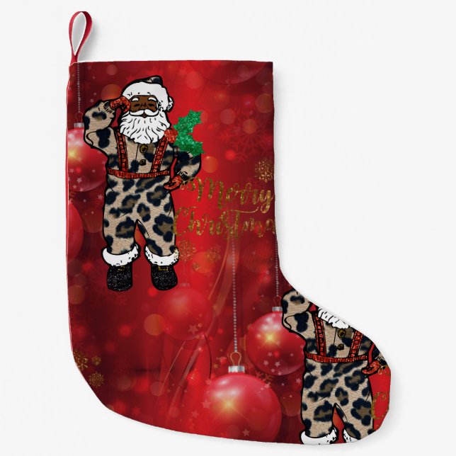 african leopard saint christmas stocking (Front)