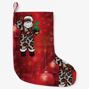 african leopard santa christmas stocking