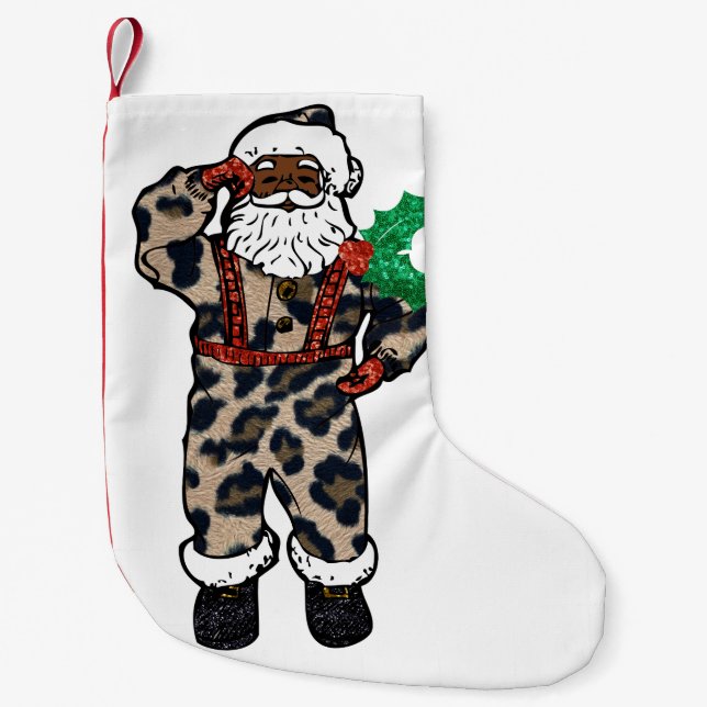 african leopard santa claus stocking (Front)