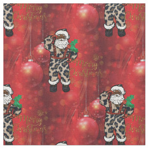 african leopard santa fabric