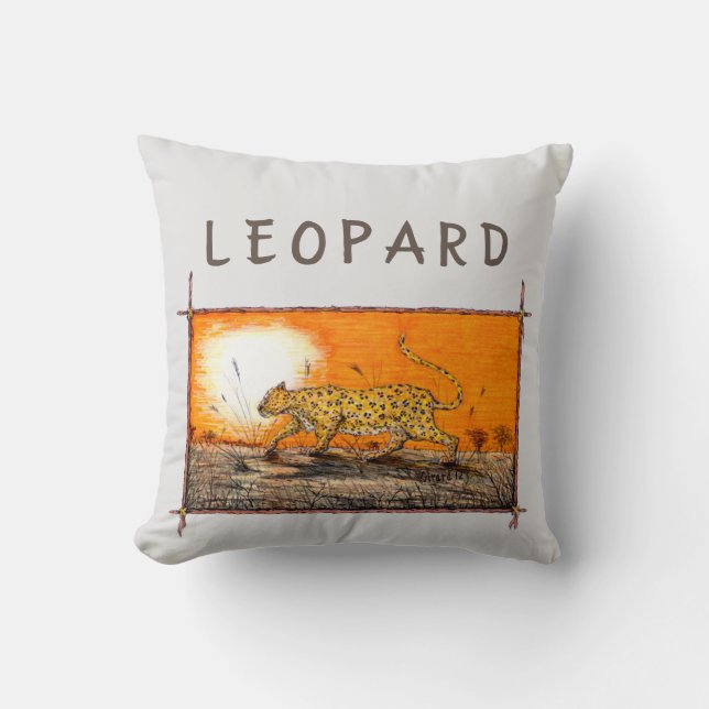 African Leopard Throw Pillow (Front)