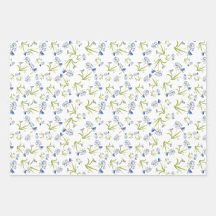 African Lily with Bluebird Mother and Baby Wrapping Paper Sheet