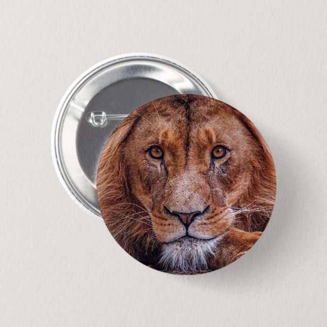 African Lion 2 Inch Round Button (Front & Back)