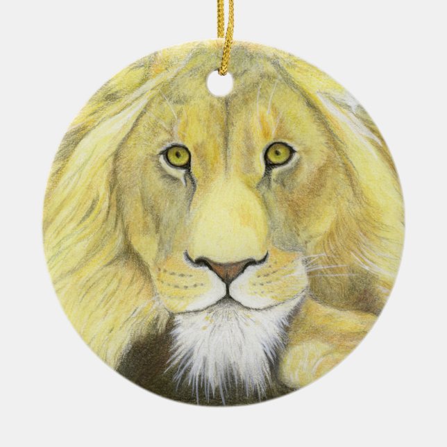 African Lion Ceramic Ornament (Front)