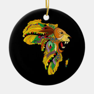 African Lion Ceramic Ornament
