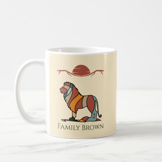 African Lion Coffee Mug | Personalized Name (Left)
