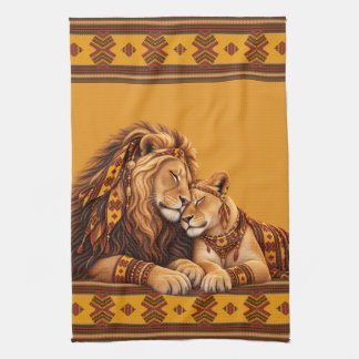 African Lion Couple Kitchen Towel