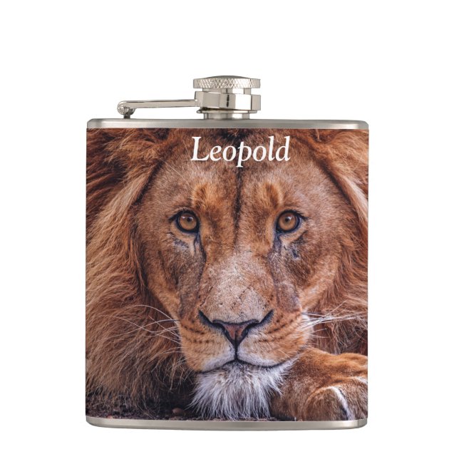 African Lion Hip Flask (Front)