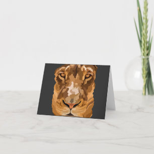 African Lion In Cave Hand Drawn Digital Art Portra Card