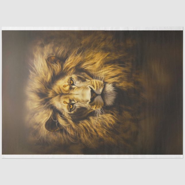 African Lion King of Jungle Decoupage  Tissue Paper (Front)