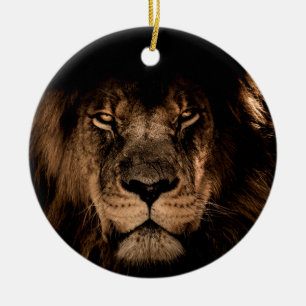 african lion mane close eyes ceramic ornament
