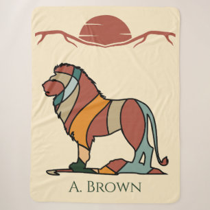 African Lion Personalized Sherpa Blanket
